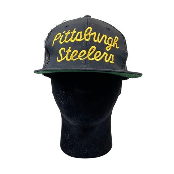 Vintage Pittsburgh Steelers Script Trucker Hat Snapback OS